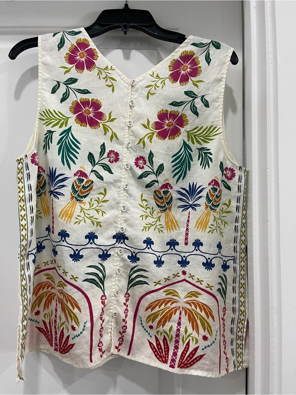 Johnny Was Button Back Linen Tank NWT